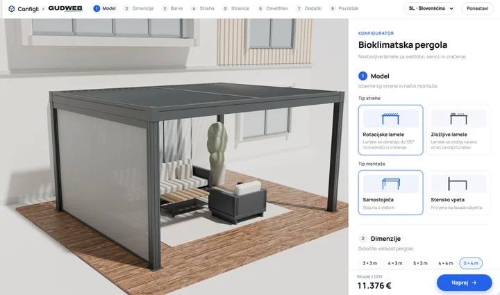 Configli: 3D konfigurator za bioklimatske pergole