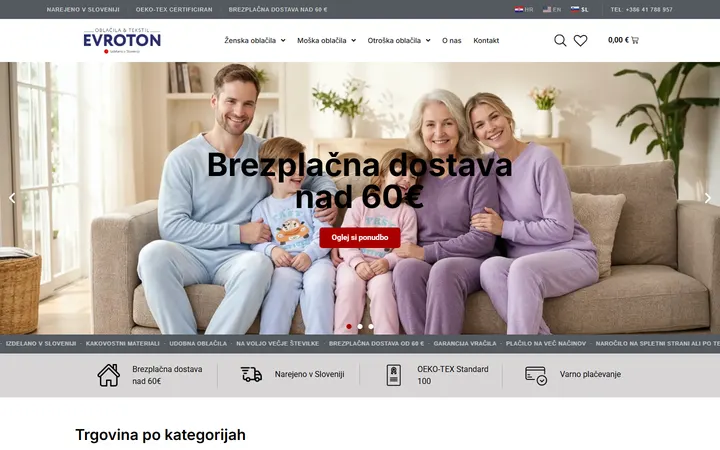 Spletna trgovina z oblačili Evroton