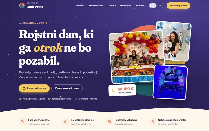 Spletna stran Igralnice Mali princ